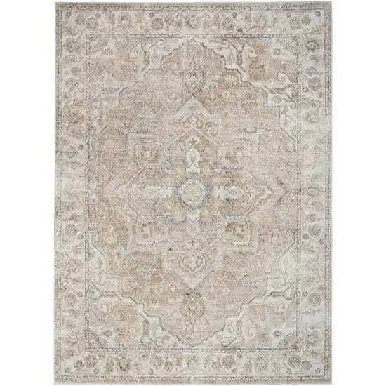 Beige Oriental Power Loom Washable Area Rug Photo 1