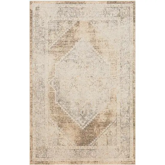 Beige Oriental Power Loom Washable Area Rug Photo 1