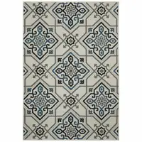 Photo of Beige Oriental Stain Resistant Indoor Outdoor Area Rug