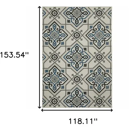 Beige Oriental Stain Resistant Indoor Outdoor Area Rug Photo 7