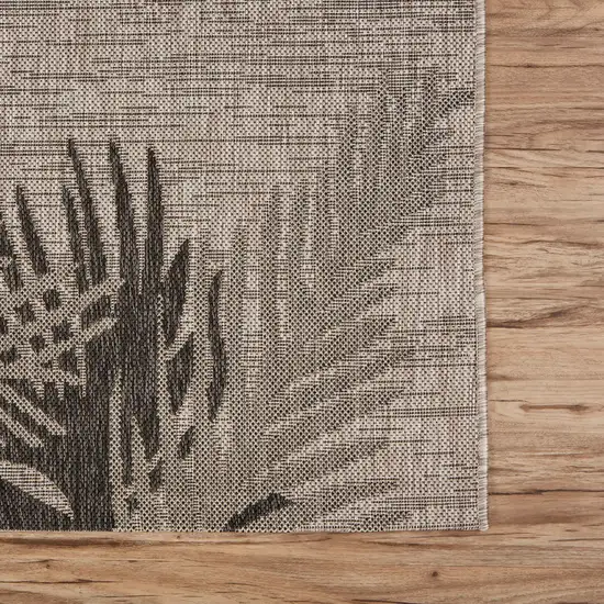 Beige Palm Leaves Indoor Outdoor Area Rug Photo 4