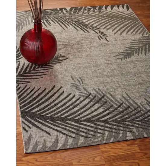 Beige Palm Leaves Indoor Outdoor Area Rug Photo 8