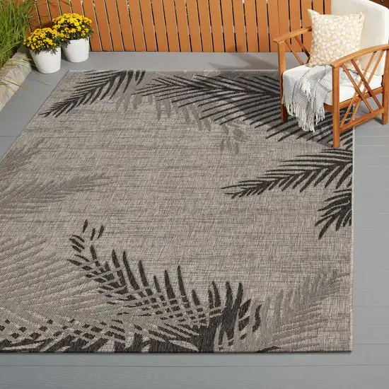 Beige Palm Leaves Indoor Outdoor Area Rug Photo 9