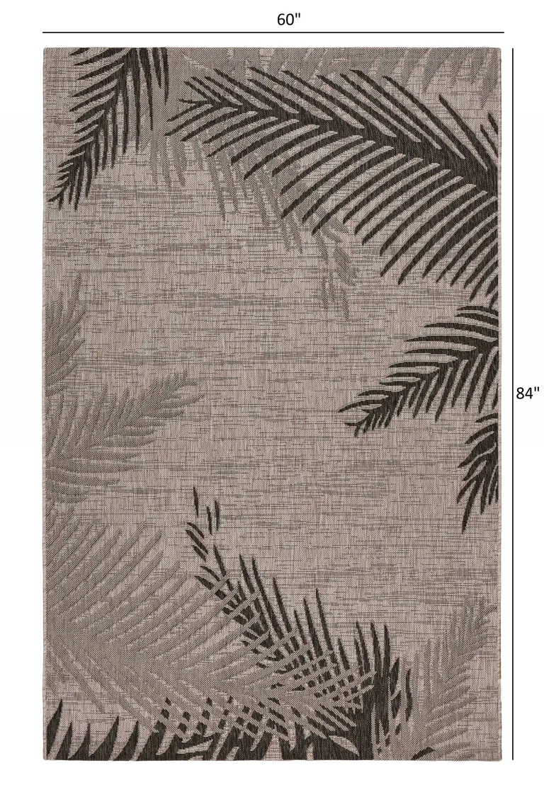 Beige Palm Leaves Indoor Outdoor Area Rug Photo 5