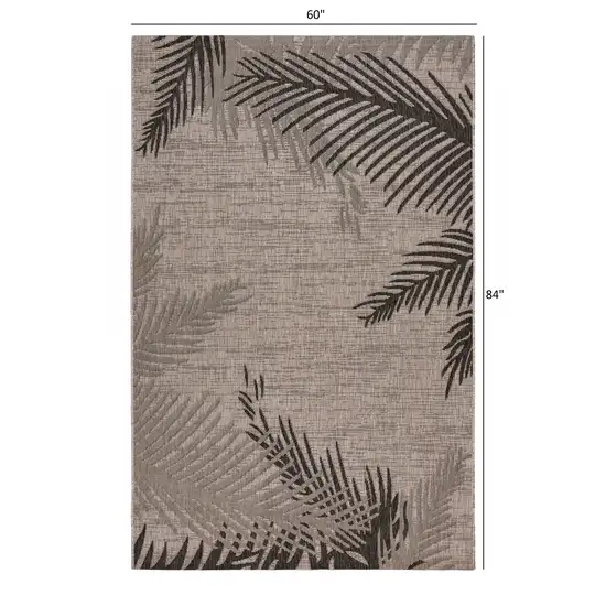 Beige Palm Leaves Indoor Outdoor Area Rug Photo 5