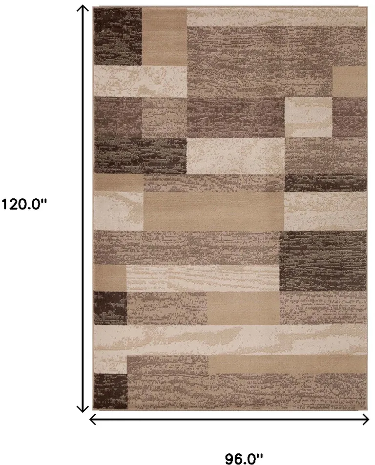 Beige Patchwork Power Loom Stain Resistant Area Rug Photo 2