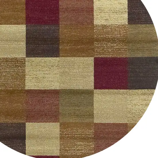 Cream Brown and Red Geometric Area Rug Photo 5