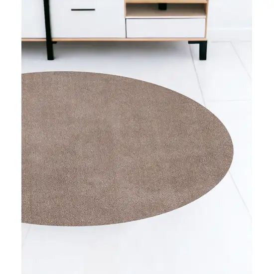 8' Beige Round Indoor Shag Rug Photo 1