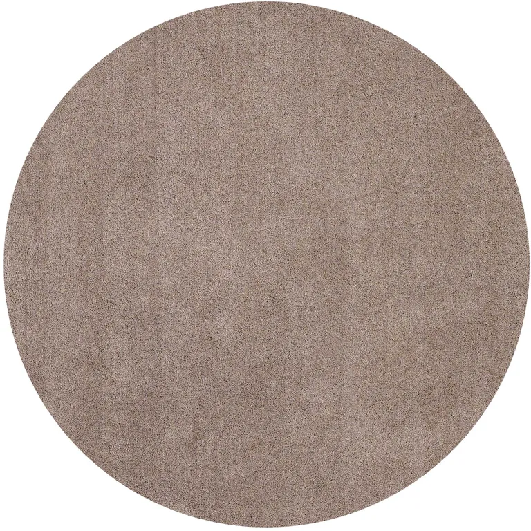 Beige Round Indoor Shag Rug Photo 1