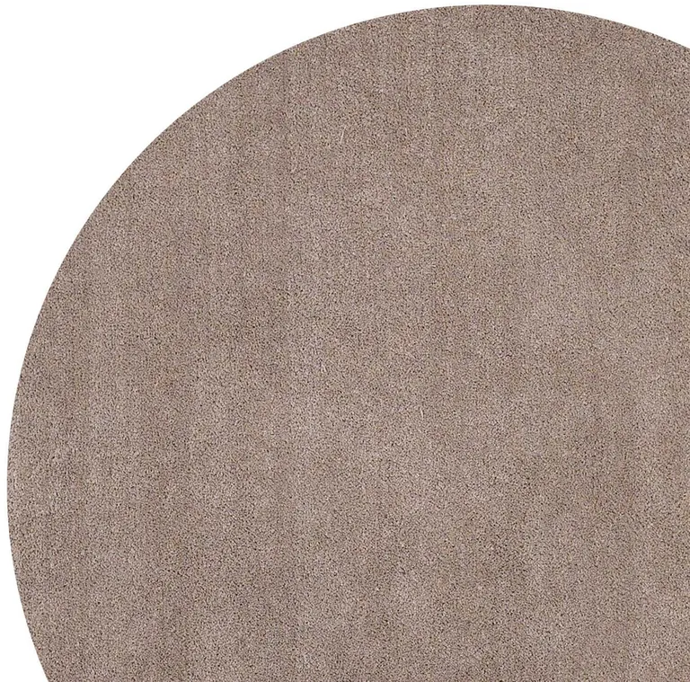 Beige Round Indoor Shag Rug Photo 2