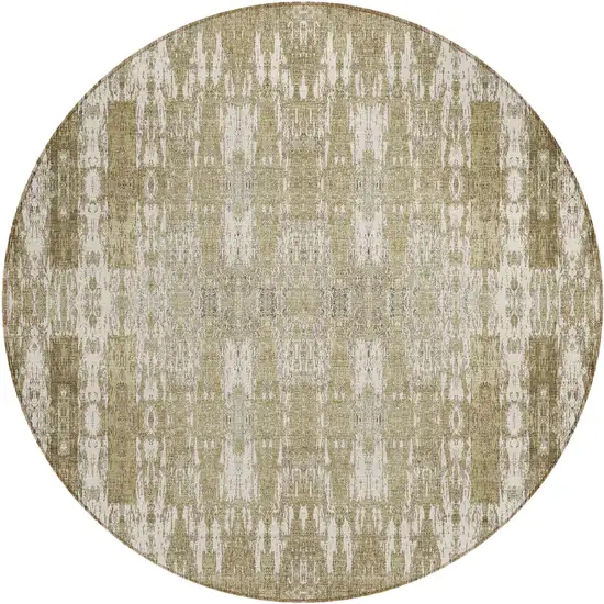 8' Beige Ivory And Tan Round Moroccan Washable Indoor Outdoor Area Rug Photo 2