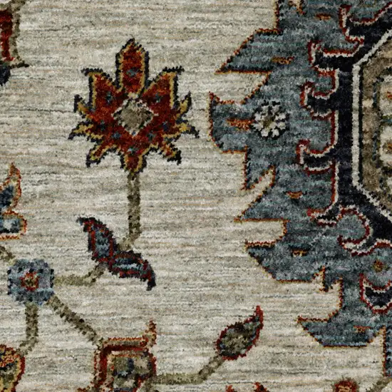 Beige Rust Red Blue Gold And Grey Oriental Power Loom Stain Resistant Runner Rug With Fringe Photo 5