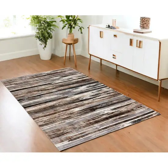 Gray and Brown Abstract Distressed Area Rug Photo 1