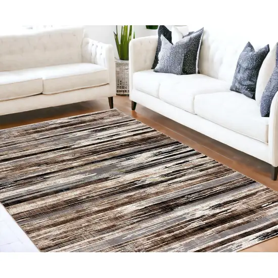 Beige Striped Dhurrie Area Rug Photo 1