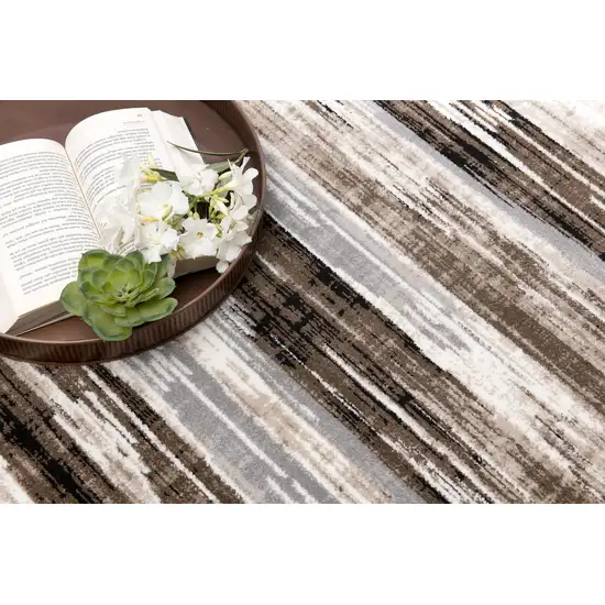 Beige Striped Dhurrie Area Rug Photo 9