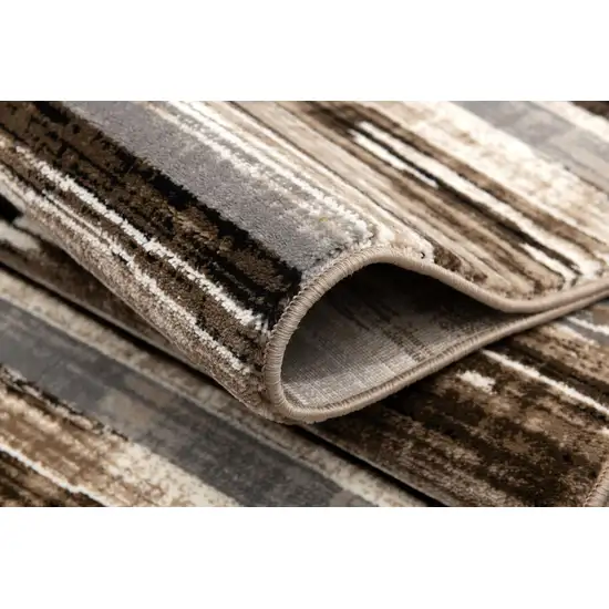 Beige Striped Dhurrie Area Rug Photo 3