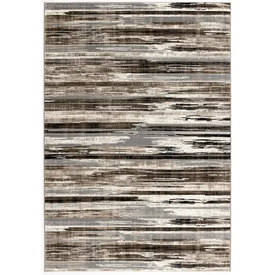 Beige Striped Dhurrie Area Rug Photo 1