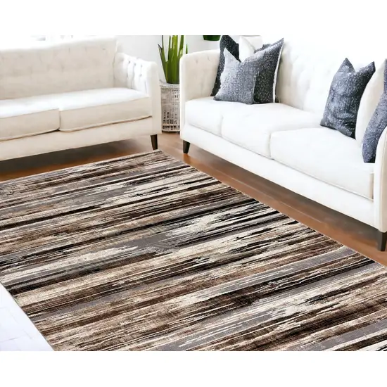 Beige Striped Dhurrie Area Rug Photo 1