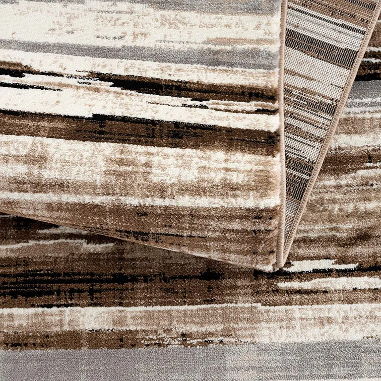 Beige Rustic Strokes Runner Rug Photo 2