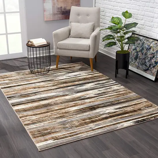 Beige Rustic Strokes Runner Rug Photo 6