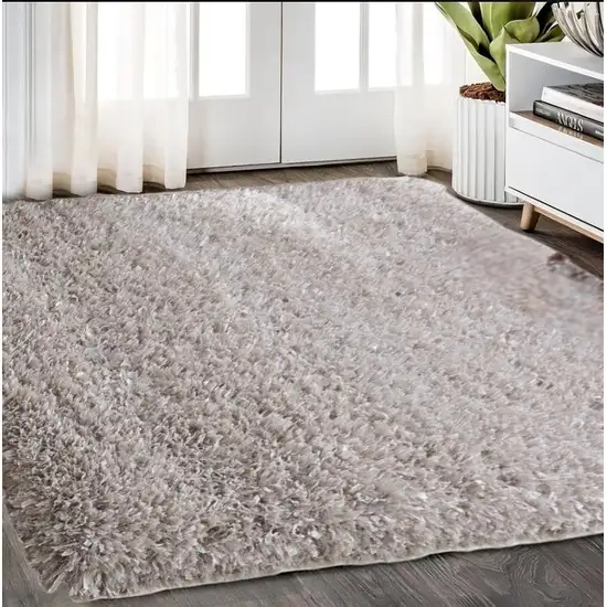 Beige Shag Hand Tufted Area Rug Photo 1