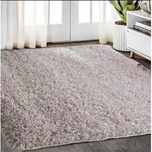 Photo of Beige Shag Hand Tufted Area Rug