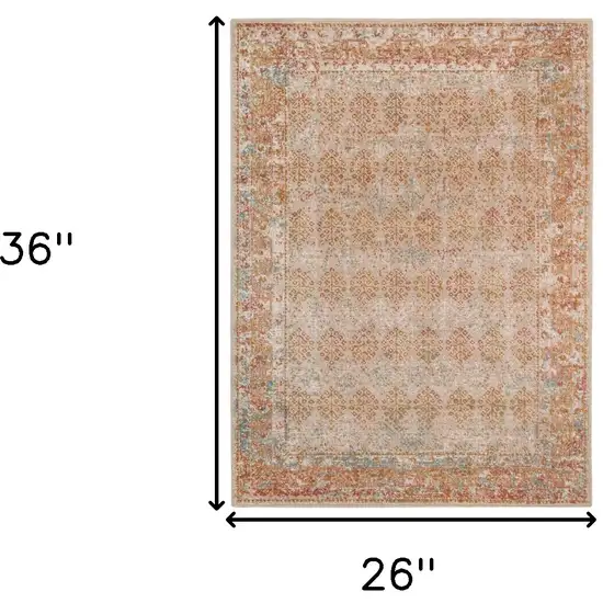 Beige Southwestern Power Loom Area Rug With Fringe Photo 6