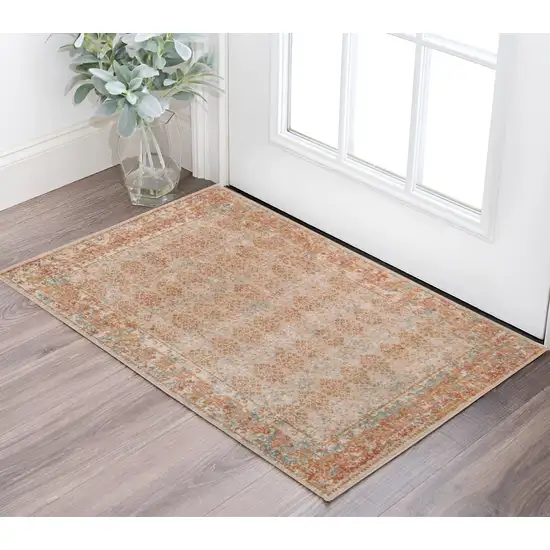 Beige and Orange Southwestern Power Loom Area Rug Photo 1