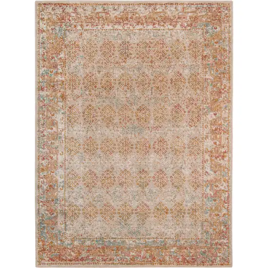 Beige Southwestern Power Loom Area Rug With Fringe Photo 1