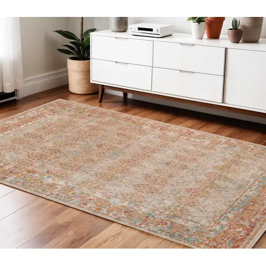 Beige and Orange Southwestern Power Loom Area Rug Photo 1