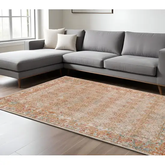 Beige and Orange Southwestern Power Loom Area Rug Photo 1