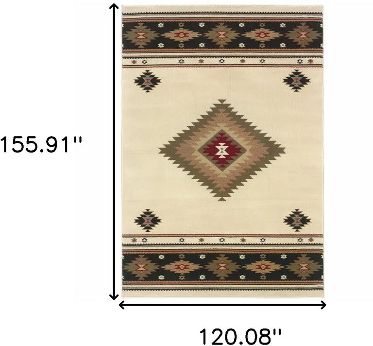 Beige Southwestern Power Loom Stain Resistant Area Rug Photo 3