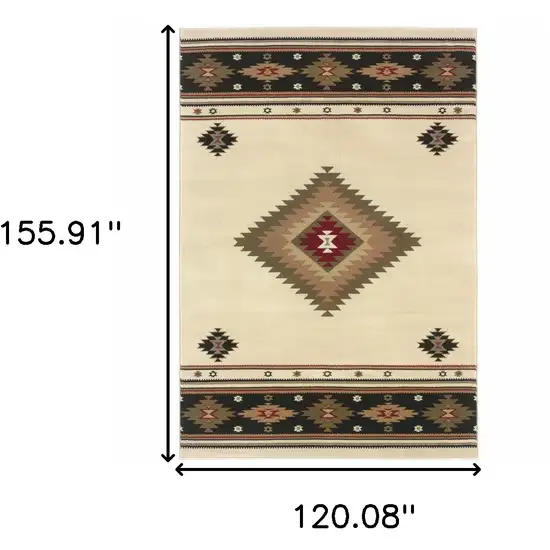 Beige Southwestern Power Loom Stain Resistant Area Rug Photo 3