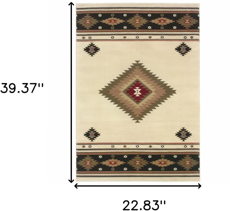 Beige Southwestern Power Loom Stain Resistant Area Rug Photo 3