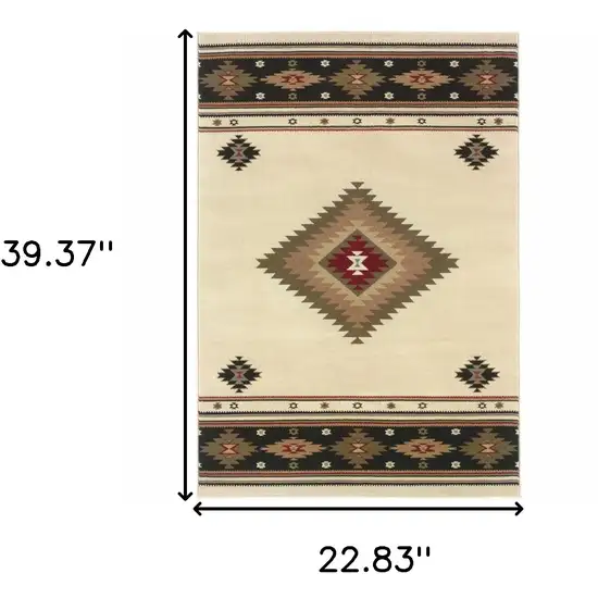 Beige Southwestern Power Loom Stain Resistant Area Rug Photo 3