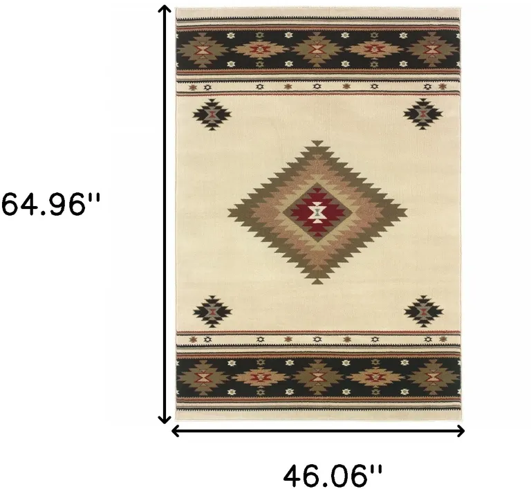 Beige Southwestern Power Loom Stain Resistant Area Rug Photo 3