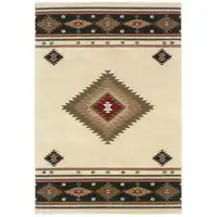 Photo of Beige Southwestern Power Loom Stain Resistant Area Rug