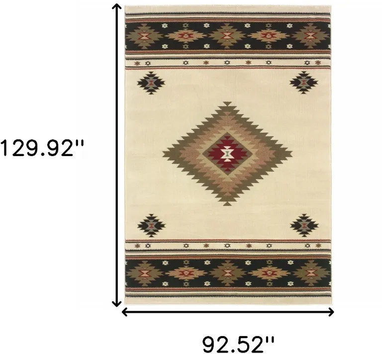 Beige Southwestern Power Loom Stain Resistant Area Rug Photo 3