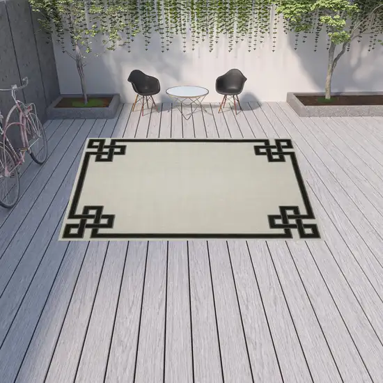 Beige Stain Resistant Indoor Outdoor Area Rug Photo 2