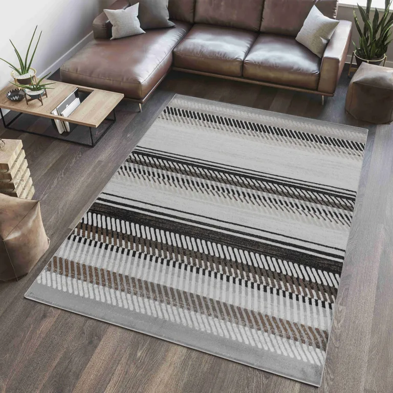 Beige Striped Area Rug Photo 1