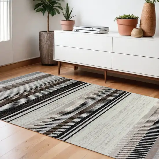 7' X 10' Beige Striped Area Rug Photo 1