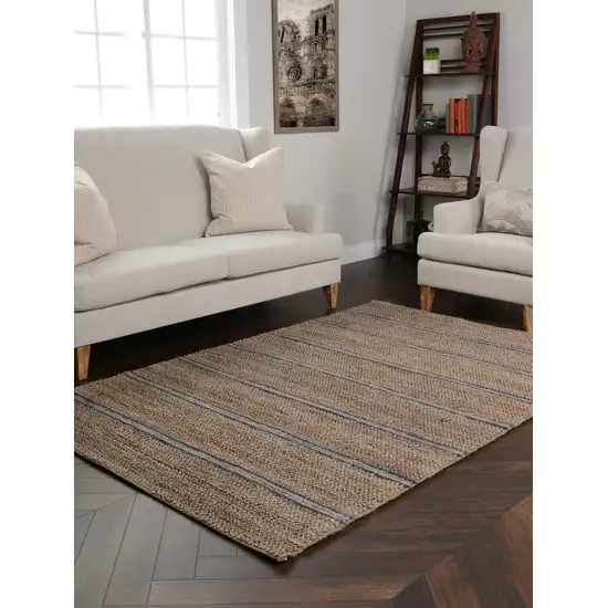 Beige Striped Hand Woven Area Rug Photo 4