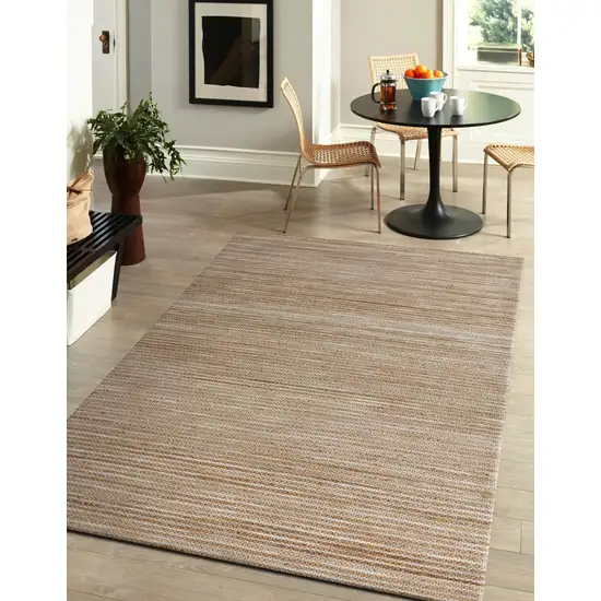 Beige Striped Hand Woven Area Rug Photo 4