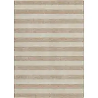 Photo of Beige Striped Washable Non Skid Indoor Outdoor Area Rug