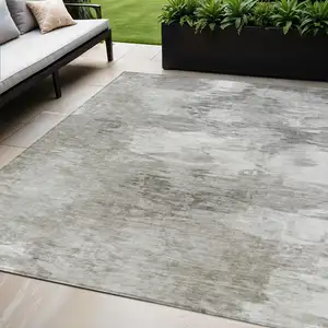 Photo of Beige Tan And Gray Abstract Washable Indoor Outdoor Area Rug