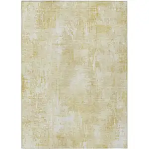 Photo of Beige Tan And Ivory Abstract Washable Indoor Outdoor Area Rug