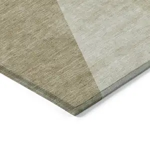 Photo of Beige Tan And Ivory Geometric Washable Indoor Outdoor Area Rug