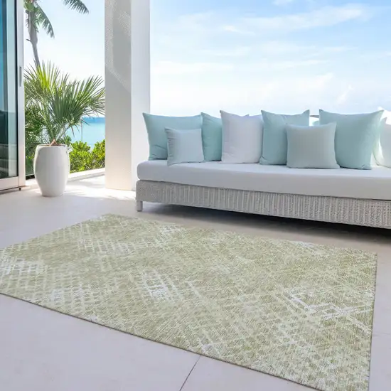 Beige Tan And Ivory Geometric Washable Indoor Outdoor Area Rug Photo 8