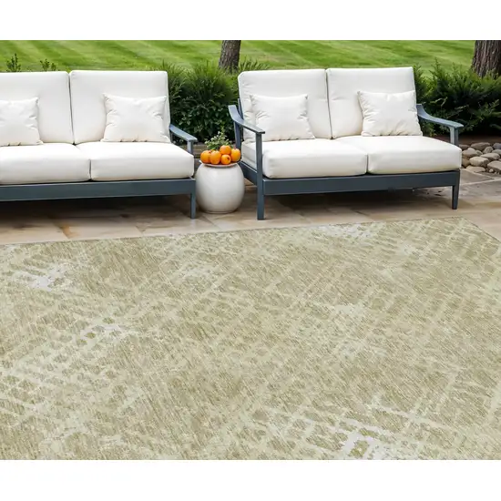 Beige Tan And Ivory Geometric Washable Indoor Outdoor Area Rug Photo 1