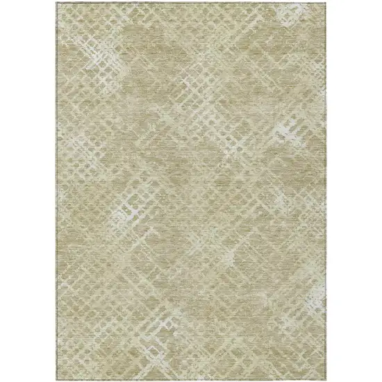 Beige Tan And Ivory Geometric Washable Indoor Outdoor Area Rug Photo 2